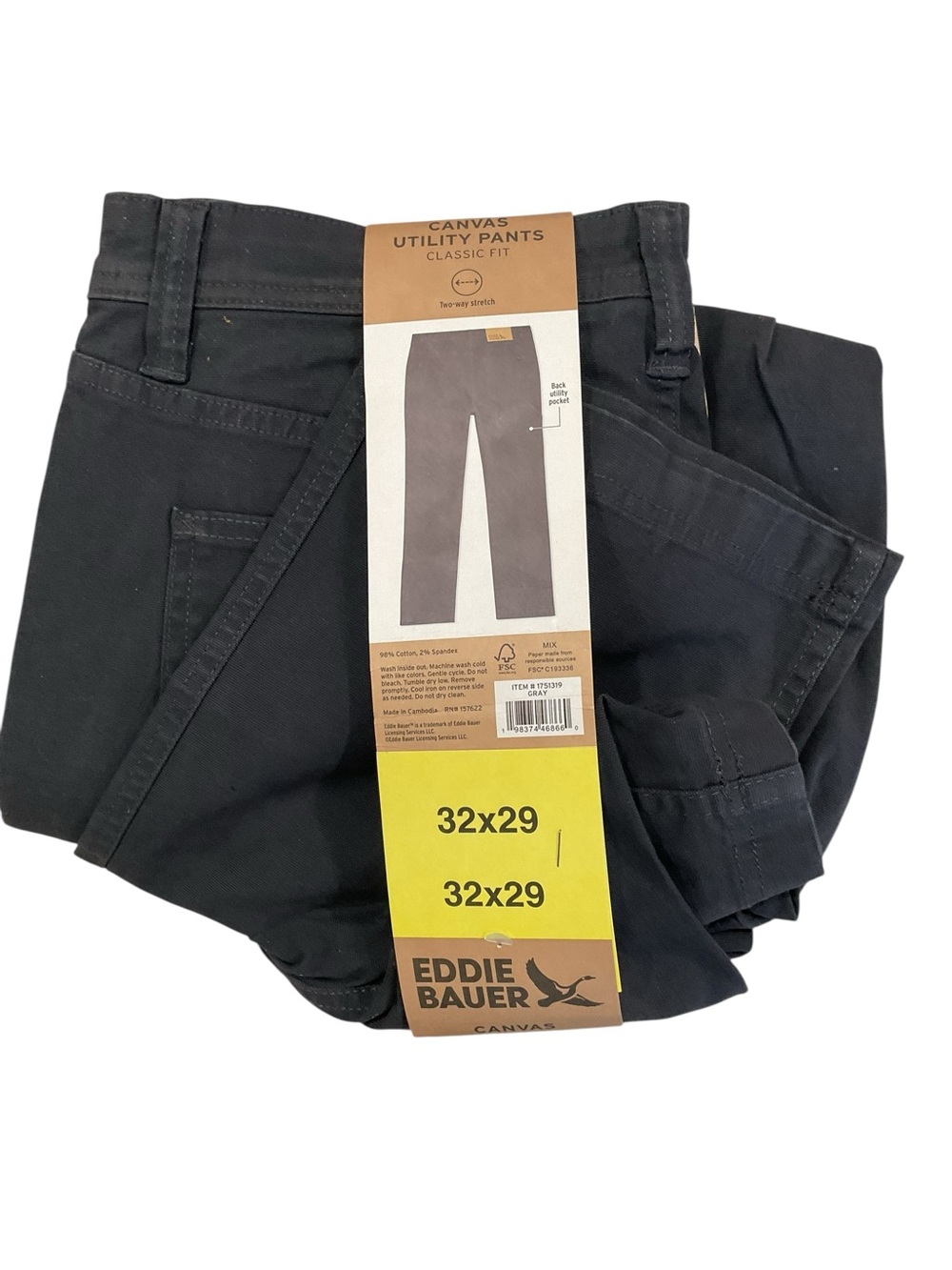 Eddie Bauer Men's Canvas Utility Pants - Black 32 x 29
